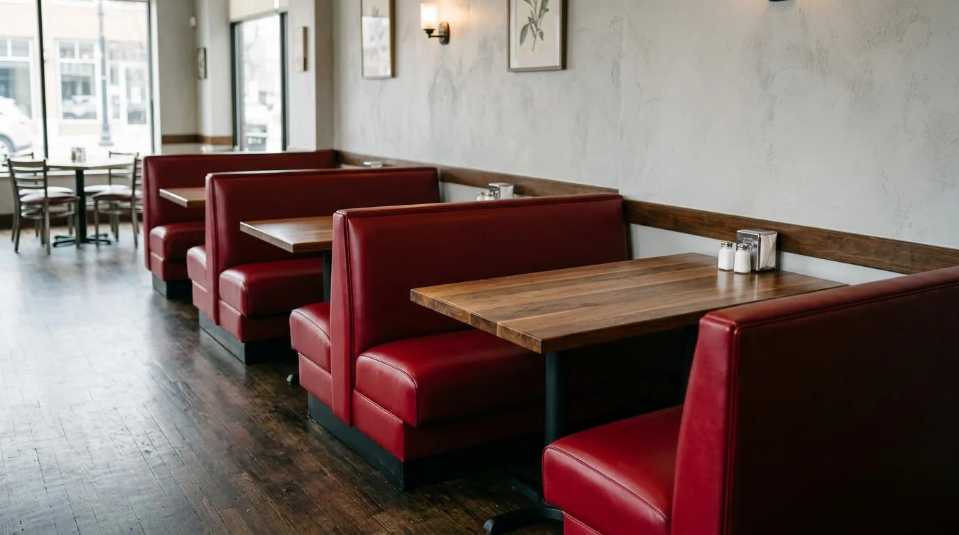 The finished result of professional booth upholstery: the completed work looking clean, correct and — Tulsa, OK