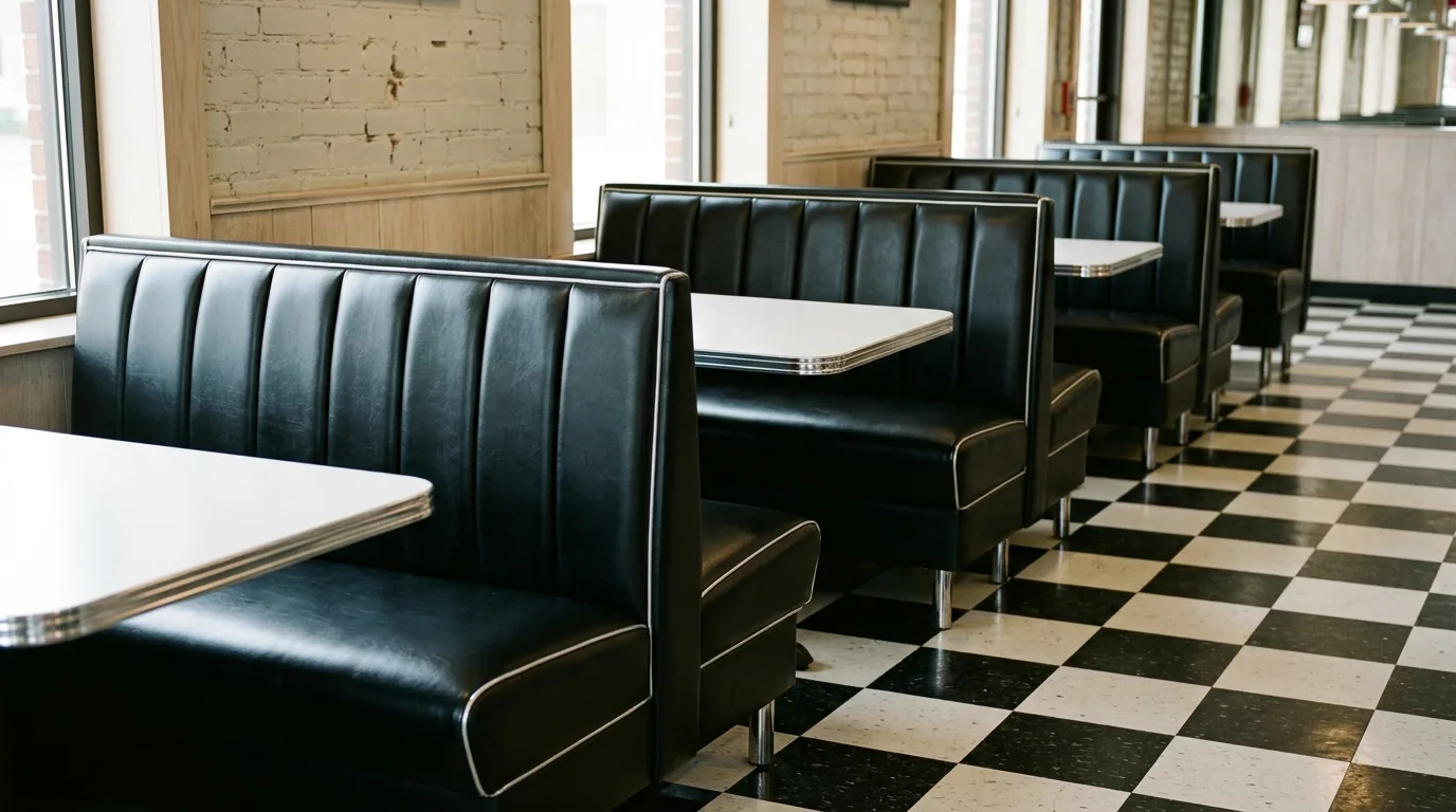 The finished result of professional booth upholstery: the completed work looking clean, correct and — Tulsa, OK